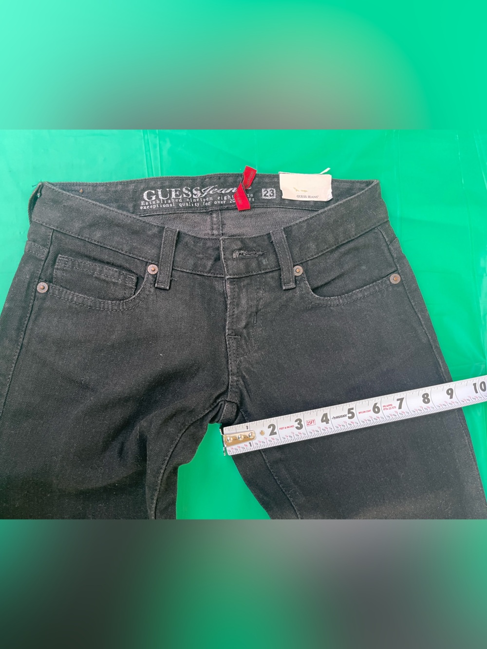 Y2K LOW RISE GUESS SKINNY JEANS BLACK NEW WITH TAGS SIZE 23 - Picture 6 of 15